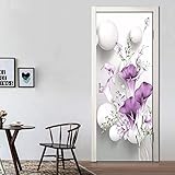 QQFENG Türtapete Selbstklebend - Türaufkleber Türposter Wandbild Frische Lila Calla-Lilie Tür DIY Fototapete Türfolie Poster Tapetefor Home Decoration 90X200