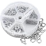 70 Stück Karabinerverschluss Schmuck, Karabinerverschluss aus Platinlegierung mit 40-50 Stk 6 mm Sprung Ringe für Schmuckzubehör Halskette, 5 Größ