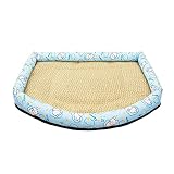 ERTGDS Hunde Kühlmatte, Sommer Haustier Rattan Kühlmatte, Ungiftig Tragbar Wendbar Waschbar Faltbar Komfortabel Hundekissen Haustier Kühl Schlafen Pad für Hund Katze Kaninchen H