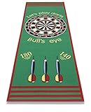 BigDean Dartteppich Bulls-Eye mit offiziellem Spielabstand 79x237cm - Dartmatte rutschfest mit Abwurf-Markierung - Perfekt zum Dart-Turnier Sp