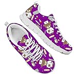 Dolyues Karikatur Arzt Tragen Printed Damen Niedriges Oberteil Mesh Trainer Laufschuhe Atmungsaktives Sport Fitnessstudio Gehen Workout Schuhe(Lila)