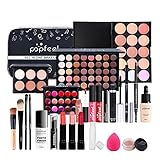 Makeup Set für Frauen, All-in-One Organizer, Aufbewahrung mit Schwammpinsel, Foudation, Lipgloss, Concealer, Lidschatten-Palette, Geschenke für sie, Teenager, Mädchen/Anfäng