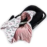 BABEES© Wattierte VELVET Winter Einschlagdecke mit Füllung für Babyschale Autositz, Universal z.B. Maxi-Cosi Römer Cybex,Baby Decke mit Klettverschluss für Kinderwagen Babytragen Babyb