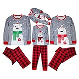 Weihnachten Schlafanzug Familien Pyjama Set Elch Eisbär Drucken Langarm+Hosen Baumwolle Nachtwäsche Haushalt Strampler Neujahr Zweiteiliger für Damen Herren Kinder und Kleinkind Pjs Xmas 2022