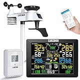 CURCONSA WIFI Digitale Wetterstation Wlan mit 6 in 1 Außensensor,Regenmesser,Wettervorhersage,WIFI + Wetteruntergrund + Wetterwolke + Außentemperatur- und Feuchtigkeitssensor.(8 Kanäle)