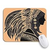 Gaming mouse pad junge frau im kostüm der indianischen silhouette schöne rutschfeste gummi backing computer mousepad für notebook
