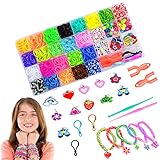 JOKILY Loom bänder set, Loombänder Kasten, Loom Band Kit mit Webrahmen und Haken, DIY Handwerk Armband Weben Loom Bands Set für Party, Weihnachten, Geburtstag Geschenk