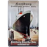 Nostalgic-Art 22301 Retro Blechschild Hamburg – Deutschlands größterHafen–Souvenir&Geschenk-Idee,ausMetall,Vintage-Dekoration,20x30