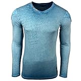 Herren T-Shirt Langarm Longshirt Muster Druck Style 101 Mix, Größe:L, Model:10117