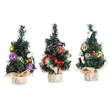 RAILONCH Mini Weihnachtsbaum, 3 Stück Kleiner Weihnachtsbaum Set, Künstlicher Weihnachtsbaum Miniatur, Geschmückt Tannenbaum für Wohnzimmer T