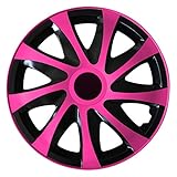 Autoteppich Stylers (Größe wählbar) 15 Zoll Radkappen/Radzierblenden XXX4 Bicolor (Schwarz-Pink) passend für Fast alle Fahrzeugtypen –