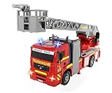 Dickie 203715001 Toys City Fire Engine, Feuerwehrauto mit manueller Wasserspritze, Feuerwehr, Einsatzfahrzeug, Licht & Sound, 31 cm, ab 3 J