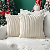 MIULEE 2er Set Kissenbezüge Weihnachten Kord Kissenhülle Dekorative Kissenbezug Sofakissen Couchkissen Dekokissen Zierkissenbezug Deko Kissenhülle mit Verstecktem Reißverschluss 45x45 cm Weiß