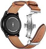 ANYE Kompatibel mit Armband Galaxy Watch 46mm Lederarmband Armbänder Samsung Gear S3 Frontier Leder, 22mm Leder Ersatzband Galaxy Watch 3 45mm für Huawei Watch GT2 46mm/GT Active/Sport/C