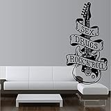 'SEX Drugs & Rock N` Roll' Wandtattoo Aufkleber ca. 110 cm ,1 -farbig, hält auf allem glatten Flächent, freigestellt ohne Hintergrund, für alle glatten Flächen, Autos, Scheiben, Lack,Wand, Profi-Qualität, viele Farben zur Ausw