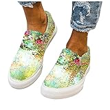 Dasongff Damen Laufschuhe Slip On Faule Schuhe Blume Canvas Bedruckte Atmungsaktive Minimalistisch Wanderschuhe Sneaker Leicht Loafer Shoes Schuhe Segelschuhe Freizeit Turnschuhe Sp