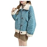 AFFGEQA Winterjacke Damen Plüsch Sweatjacke mit Knopfverschluss Wintermantel Baumwolljacke Winterparka Fleecejacke Steppjacke Steppmantel Übergangsjack