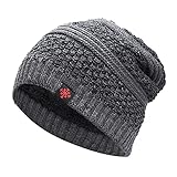 Winter Kappe-Beanie Grobstrick Mütze mit Weiches Fleecefutter Warm Wintermütze für Damen Herren Mütze Unisex-Adult Mützen Bequem Warm Hüte für Radfahren Snowboarden Klettern Motorradfahren O