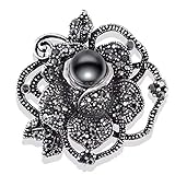 Vektenxi Große Vintage Strass Schwarz Bowknot Blume Brosche Frauen Kleidung Ornament 3 Langlebig und Nü