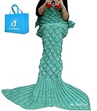 Meerjungfrau Decke, Handgemachte häkeln meerjungfrau flosse decke für Erwachsene, Mermaid Blanket alle Jahreszeiten Schlafsack Bestes Geschenk für sie (608 Green)