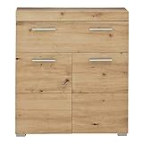 trendteam smart living Badezimmer Schrank Kommode Amanda, 73 x 79 x 31 cm in Asteiche mit Schubkasten und viel S