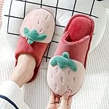 Perferct Slippers Men Novelty-Rubber Sole Classic Memory Foam Plush House Slippers-Christmas-Cartoon Fruit Cotton Slippers, Home warm Flat-Soled Slippers,B,42/43