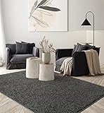 the carpet Relax Shaggy Waschbar Teppich, Hochflor, Langflor, Wohnzimmer, Schlafzimmer, Einfarbig, waschbar, Anti-Rutsch, 30 mm Florhöhe, Anthrazit, 120 x 170