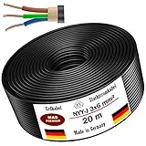 MAS-Premium® Erdkabel Deutscher Marken-Elektrokabel Ring zur Verlegung im Erd- und Außenbereich Standard Starkstromkabel Made in Germany - (NYY-J 3x6 mm², 20m)