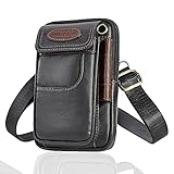 Leder-Bauchtasche für Herren, Handy-Holster, Hüfttasche, vertikaler Gürtelhalter, Clip, Handytasche, Hüfttasche, kompatibel mit iPhone Oneplus, Reißverschluss-Tasche für Arbeit, W