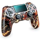 Wireless Controller für PS4, Game Controller für Playstation 4 mit Dual Vibration/6-Achsen Gyro Sensor/Audio-Funktion für PS4/Slim/Pro Konsole (Feuer)