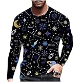 wuitopue Herrenhemden, kurzärmelig, Rundhalsausschnitt, bedruckt, Farbe, Gentleman-Strickjacke, Freizeithemd, Oberteil, Bluse, UK-Größe S-XXXXXXXL, Blau11, XXL