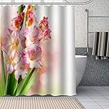 MELVW Duschvorhang Orchidee Duschvorhang Badvorhang waschbares Polyestergewebe für Badewannenkunstdek