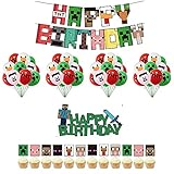 Partyzubehö, Geburtstagsballons dekorieren, Partyzubehör im Pixel-Stil, für Freundestreffen, Geburtstagsfeiern, Jubiläen Verwendet (Grün)
