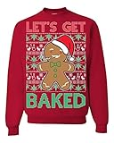 Ugly Christmas Sweater Gingerbread Man Let's Get Baked Unisex Sweatshirt - Rot - M