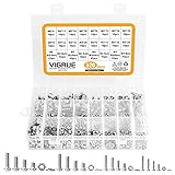 VIGRUE 520 Stück M3 M4 M5 M6 Linsenkopfschrauben Gewindeschrauben Set 304 Edelstahl Zylinderschrauben mit Muttern und Unterlegscheiben in Aufbewahrungsbox