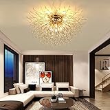 Deckenleuchte LED Schlafzimmerlampe Modern Chic Mit G4 Die Glühbirne Blumen Deckenlampe Wohnzimmerlampe LED Gold Löwenzahn Hängelampe für Flur Esszimmer Foyer Decke Leuchten (Warmes Licht, 6/Gold)