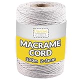 Creative Deco 100m Hell-Grau Makramee-Garn Baumwoll-Polyester-Kordel Baumwoll-Schnur | 328 Fuß | 2-3 mm Dicke | Große Rolle Naturliche Starke | Perfekt für Basteln, DIY, Handwerk & Strick