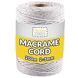 Creative Deco 100m Hell-Grau Makramee-Garn Baumwoll-Polyester-Kordel Baumwoll-Schnur | 328 Fuß | 2-3 mm Dicke | Große Rolle Naturliche Starke | Perfekt für Basteln, DIY, Handwerk & Strick