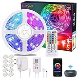 WiFi LED Streifen 20M/65.6Ft, LUXONIC Smart RGB LED Stripes Alexa Streifen Farbwechsel, APP Gesteuerte Musiksynchronisation, Arbeit mit Google Assistant, Ultralanger LED Licht für Raum Haus Dek
