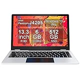 Touchscreen Laptop 13.3 Zoll 1920 x 1080 FHD Touchscreen-Display, AWOW Notebook, Windows 10 Pro, 6GB DDR4, 512G SSD，IPX5 Wasserdicht, Silb