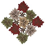 Tischdecke Decke Deckchen Tischdeko Herbst Blätterdeckchen Bunt Bestickt 100% Polyester (30 x 30 cm Tischdecke quadratisch)