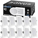 Eande Einbaustrahler Led Eckig, 4000K Neutralweiß 7W 600lm Ultra Flach 26mm Einbaustrahler LED 230V Flach Led Deckenspots Warmweiß Eckig für Wohnzimmer, Badezimmer, Büro,10er S