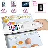 Tragbarer Scanner mit OCR-Funktion, integriertes WLAN, 300/600/1050 dpi, Sesolution für Dokumente, Fotos, Quittungen, 3 Sekunden zum Scannen von A4-Farbseiten, 16G-Speicherk