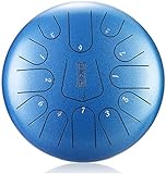 Handpan,Steel Tongue Drum Stahlzunge Trommel 12 Zoll 13 Anmerkungen Percussion Instrument mit Trommelschläger Tragetasche Meditation Yoga Sound, 2 Drumsticks, Tutorialbuch, 4 Finger Picks (Farbe: b