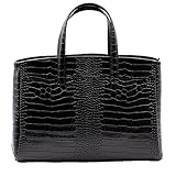 Bella&Quinny Lederhandtasche Bologna (schwarz) Made in Italy, vera pelle in italienischer Tradition. Handtasche, Schultertasche. Edles Leder im Kroko-Look, elegantes Desig