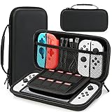 HEYSTOP Tasche Kompatibel mit Nintendo Switch/Switch OLED, Nintendo Switch/Switch OLED Tragetasche mit Mehr Platz, Schutzhülle Hülle Case für Nintendo Switch Zubehör ,Schw