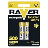 EMOS Raver Solar AA Mignon Akkus/aufladbare Batterien für Solarlampen / 2 Stück/NiMH / 1,2V / 600 mAh / HR6 / Rechargeable, 1.2 V
