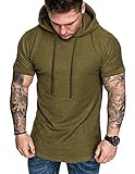 COOFANDY Herren Muskelshirt Fitness Shirt Sport Shirt Trainingsshirt Kurzarm, grün, Gr. XL