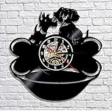 hxjie Hund Wanduhr Welpen Hund Vinyl Zeituhr Radierung Tier Wandbild Wandbild Geschenk für Hunde 30