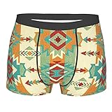 Herren-Unterwäsche mit Tribal-Symbolen, Indianer, afrikanisch, ethnische Symbole, Boxershorts für Jungen, Jugendliche, Polyester, Spandex, Komfort Gr. L, Schw